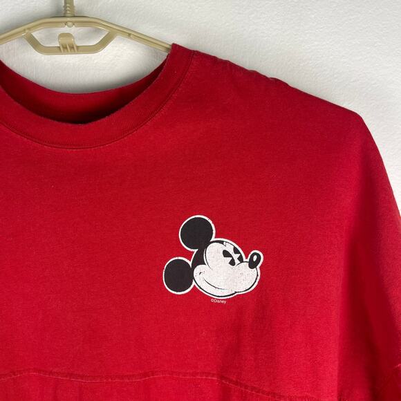 Disney Spirit Jersey Adult Large Red Mickey Mouse Graphic Long Sleeve Spell Out - Picture 5 of 9